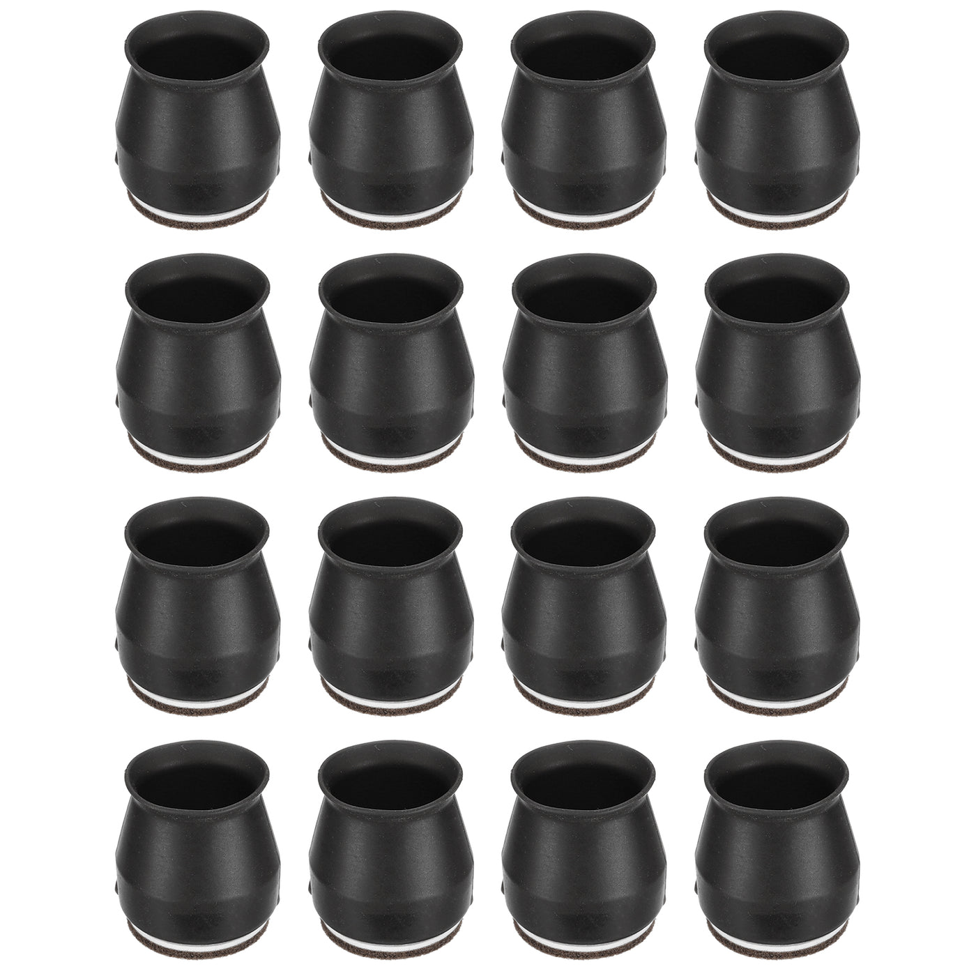 uxcell Uxcell Chair Leg Floor Protectors, 16Pcs 28mm/ 1.1" Silicone & Felt Chair Leg Cover Caps for Hardwood Floors (Black)