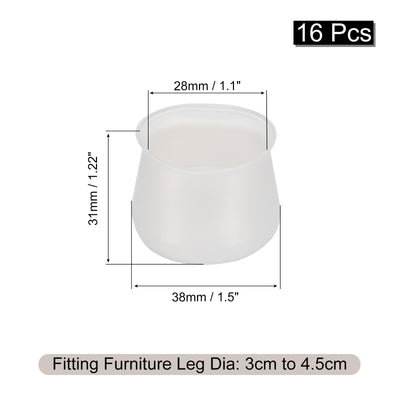 Harfington Uxcell Chair Leg Floor Protectors, 16Pcs 38mm/ 1.5" Silicone Chair Leg Cover Caps for Hardwood Floors (Transparent)