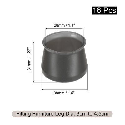 Harfington Uxcell Chair Leg Floor Protectors, 16Pcs 38mm/ 1.5" Silicone Chair Leg Cover Caps for Hardwood Floors (Black)