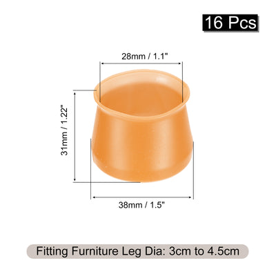 Harfington Uxcell Chair Leg Floor Protectors, 16Pcs 38mm/ 1.5" Silicone Chair Leg Cover Caps for Hardwood Floors (Brown)