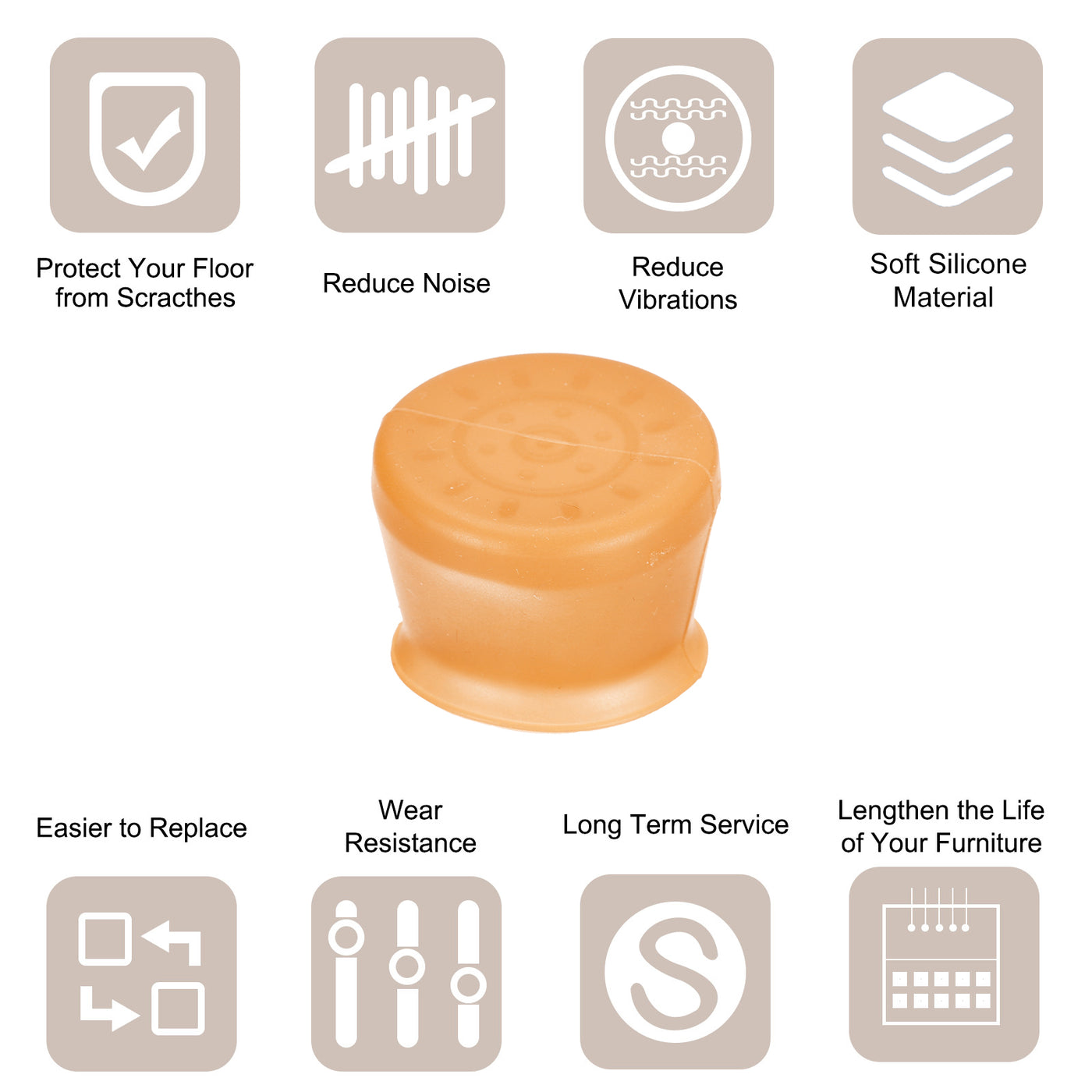 uxcell Uxcell Chair Leg Floor Protectors, 16Pcs 38mm/ 1.5" Silicone Chair Leg Cover Caps for Hardwood Floors (Brown)