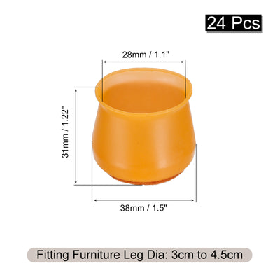 Harfington Uxcell Chair Leg Floor Protectors, 24Pcs 38mm/ 1.5" Silicone & EVA Felt Chair Leg Cover Caps for Hardwood Floors (Brown)