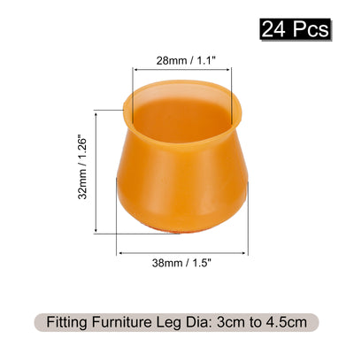 Harfington Uxcell Chair Leg Floor Protectors, 24Pcs 38mm/ 1.5" Silicone & Felt Chair Leg Cover Caps for Hardwood Floors (Brown)