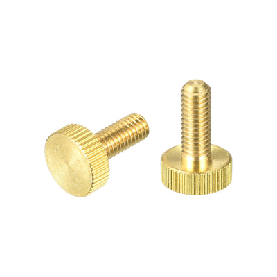 Harfington Uxcell Knurled Thumb Screws, M6x16mm Flat Brass Bolts Grip Knobs 18mm Dia. Fasteners for PC, Electronic, Mechanical 2Pcs