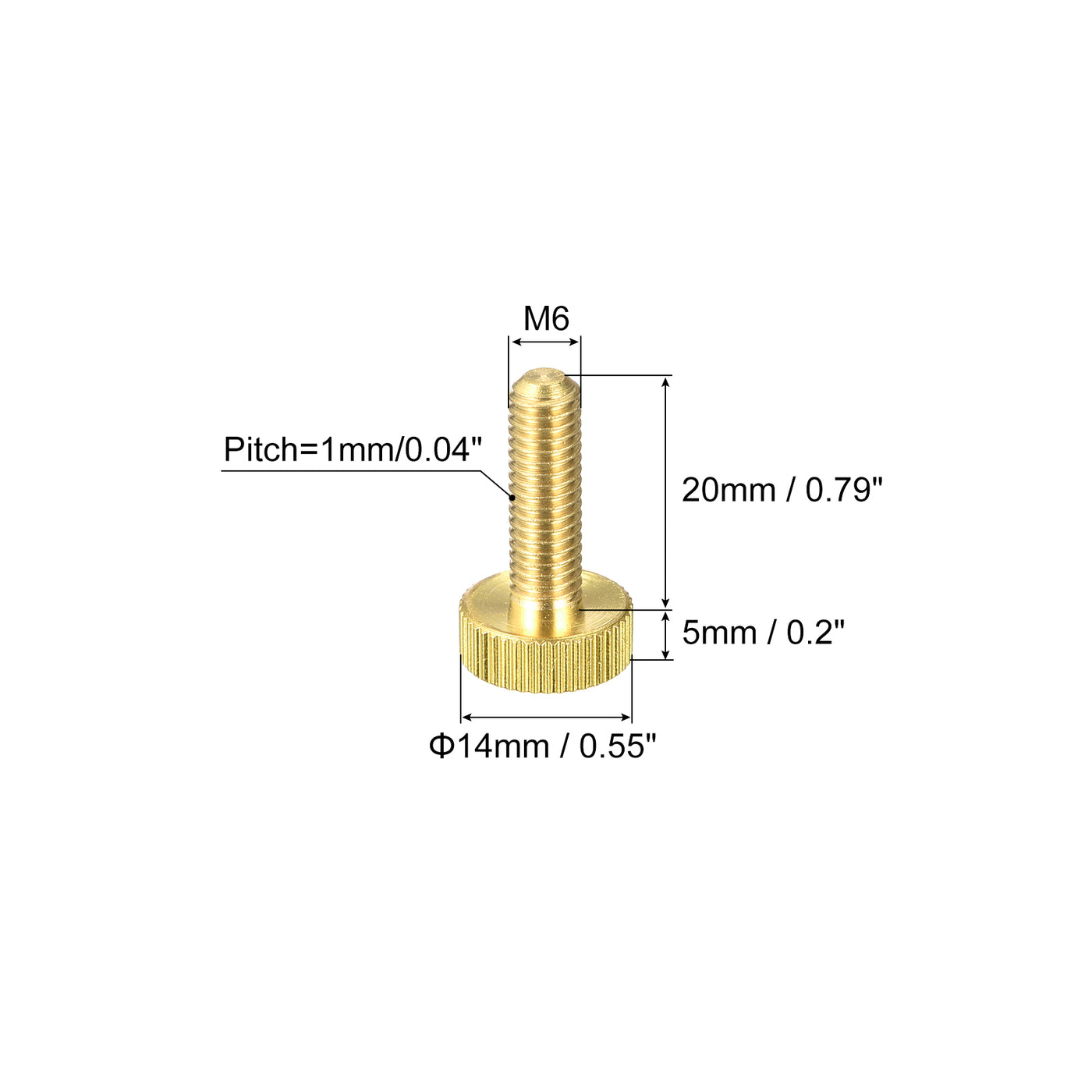 uxcell Uxcell Knurled Thumb Screws, M6x20mm Flat Brass Bolts Grip Knobs Fasteners for PC, Electronic, Mechanical 2Pcs