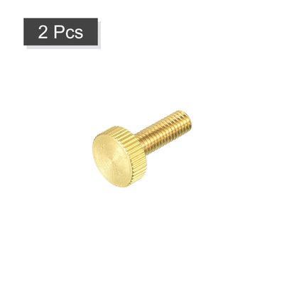 Harfington Uxcell Knurled Thumb Screws, M6x20mm Flat Brass Bolts Grip Knobs Fasteners for PC, Electronic, Mechanical 2Pcs