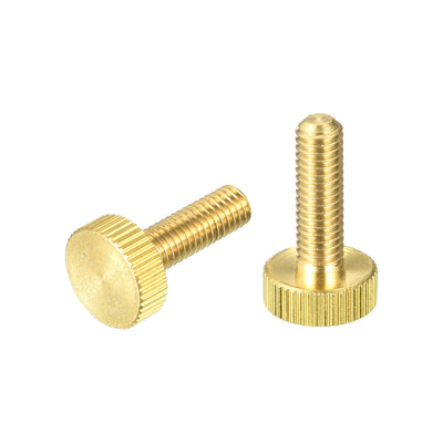 Harfington Uxcell Knurled Thumb Screws, M6x20mm Flat Brass Bolts Grip Knobs Fasteners for PC, Electronic, Mechanical 2Pcs