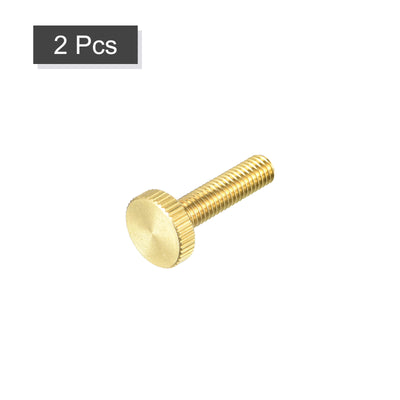 Harfington Uxcell Knurled Thumb Screws, M6x25mm Flat Brass Bolts Grip Knobs Fasteners for PC, Electronic, Mechanical 2Pcs
