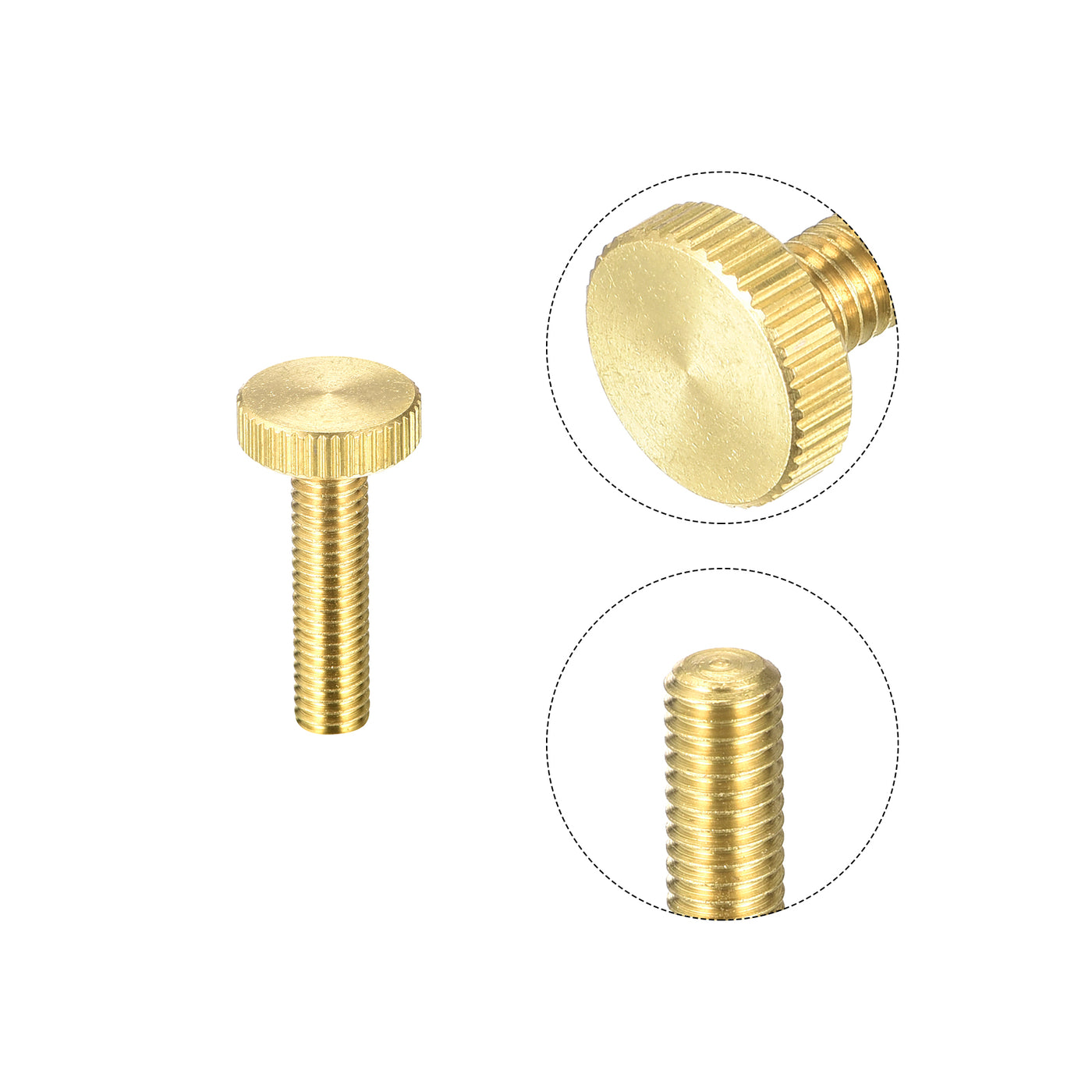 uxcell Uxcell Knurled Thumb Screws, M6x25mm Flat Brass Bolts Grip Knobs Fasteners for PC, Electronic, Mechanical 2Pcs