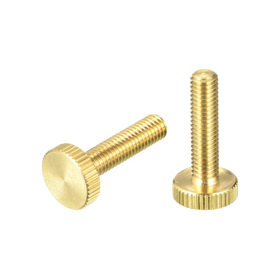 Harfington Uxcell Knurled Thumb Screws, M6x25mm Flat Brass Bolts Grip Knobs Fasteners for PC, Electronic, Mechanical 2Pcs