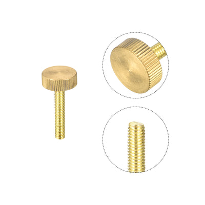 Harfington Uxcell Knurled Thumb Screws, M6x35mm Flat Brass Bolts Grip Knobs Fasteners for PC, Electronic, Mechanical 2Pcs
