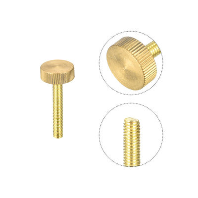 Harfington Uxcell Knurled Thumb Screws, M6x40mm Flat Brass Bolts Grip Knobs Fasteners for PC, Electronic, Mechanical 2Pcs