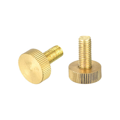 Harfington Uxcell Knurled Thumb Screws, M8x20mm Flat Brass Bolts Grip Knobs Fasteners for PC, Electronic, Mechanical 2Pcs