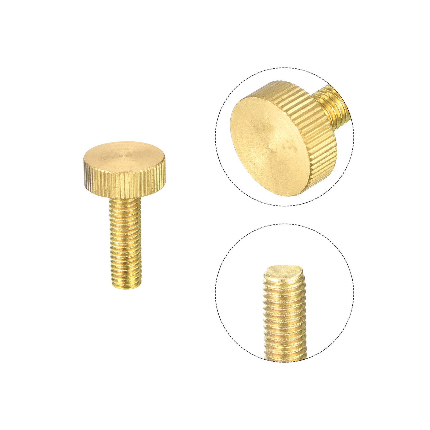 uxcell Uxcell Knurled Thumb Screws, M8x30mm Flat Brass Bolts Grip Knobs Fasteners for PC, Electronic, Mechanical 2Pcs