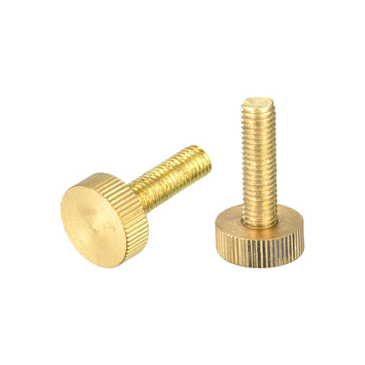 Harfington Uxcell Knurled Thumb Screws, M8x30mm Flat Brass Bolts Grip Knobs Fasteners for PC, Electronic, Mechanical 2Pcs