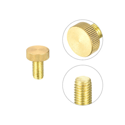 Harfington Uxcell Knurled Thumb Screws, M10x20mm Flat Brass Bolts Grip Knobs Fasteners for PC, Electronic, Mechanical 2Pcs