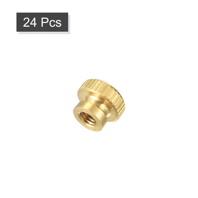 Harfington Uxcell Brass Knurled Thumb Nuts, M4x0.7mm Round Stepped Knobs Fasteners for 3D Printer, Electronic Equipment 24Pcs