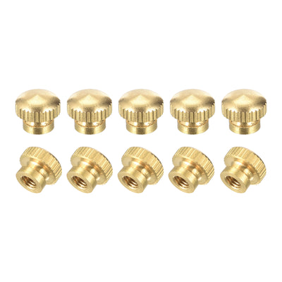 Harfington Uxcell Brass Knurled Thumb Nuts, M4x0.7mm Round Stepped Knobs Fasteners for 3D Printer, Electronic Equipment 24Pcs