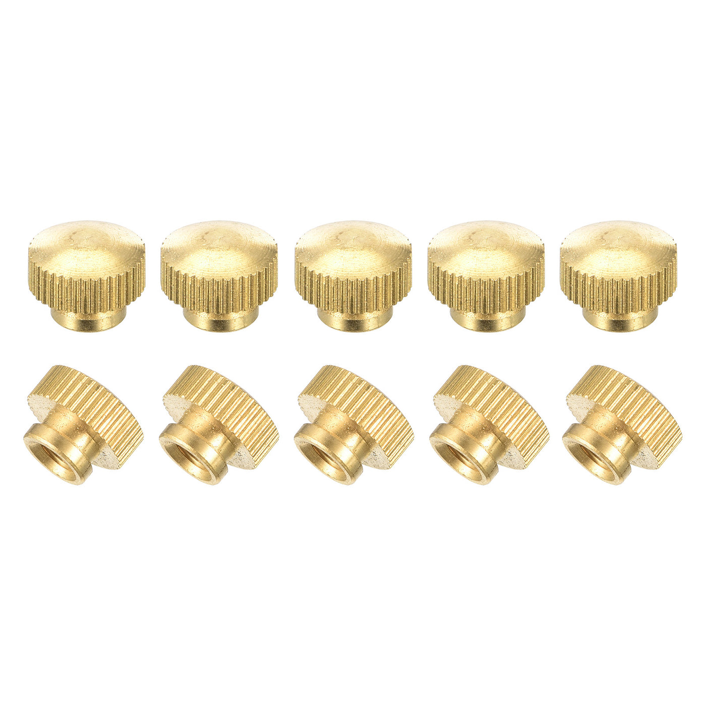 uxcell Uxcell Brass Knurled Thumb Nuts, M5x0.8mm Round Stepped Knobs Fasteners for 3D Printer, Electronic Equipment 24Pcs