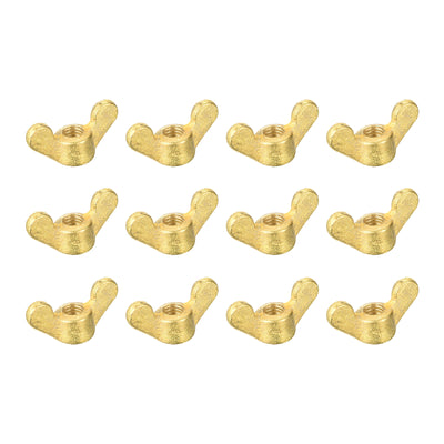 Harfington Uxcell Brass Wing Nuts, M6 Butterfly Nut Hand Twist Tighten Fasteners for Furniture, Machinery, Electronic Equipment, 12Pcs