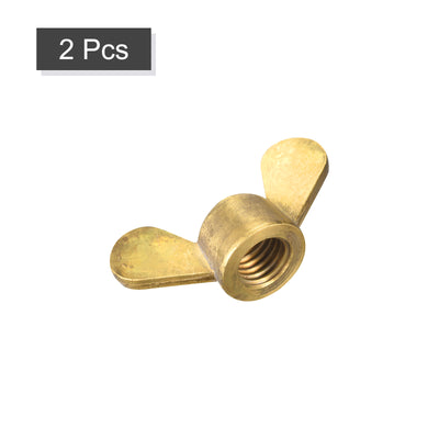 Harfington Uxcell Brass Wing Nuts, M14 Butterfly Nut Hand Twist Tighten Fasteners for Furniture, Machinery, Electronic Equipment, 2Pcs
