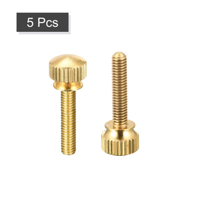 Harfington Uxcell 5Pcs Knurled Thumb Screws, M4x20mm Brass Shoulder Bolts Stepped Grip Knobs Fasteners for PC, Electronic, Mechanical