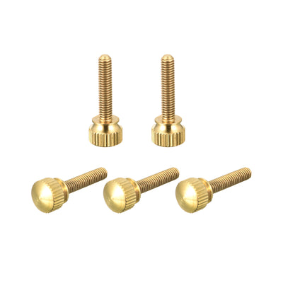 Harfington Uxcell 5Pcs Knurled Thumb Screws, M4x20mm Brass Shoulder Bolts Stepped Grip Knobs Fasteners for PC, Electronic, Mechanical