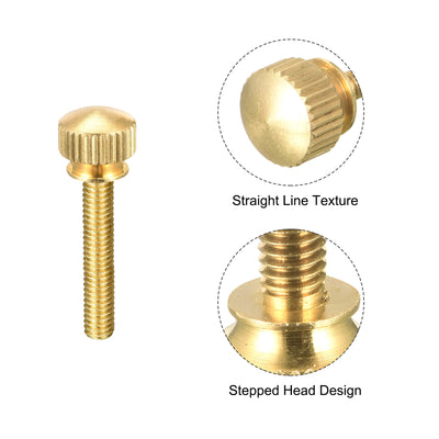 Harfington Uxcell 5Pcs Knurled Thumb Screws, M4x25mm Brass Shoulder Bolts Stepped Grip Knobs Fasteners for PC, Electronic, Mechanical