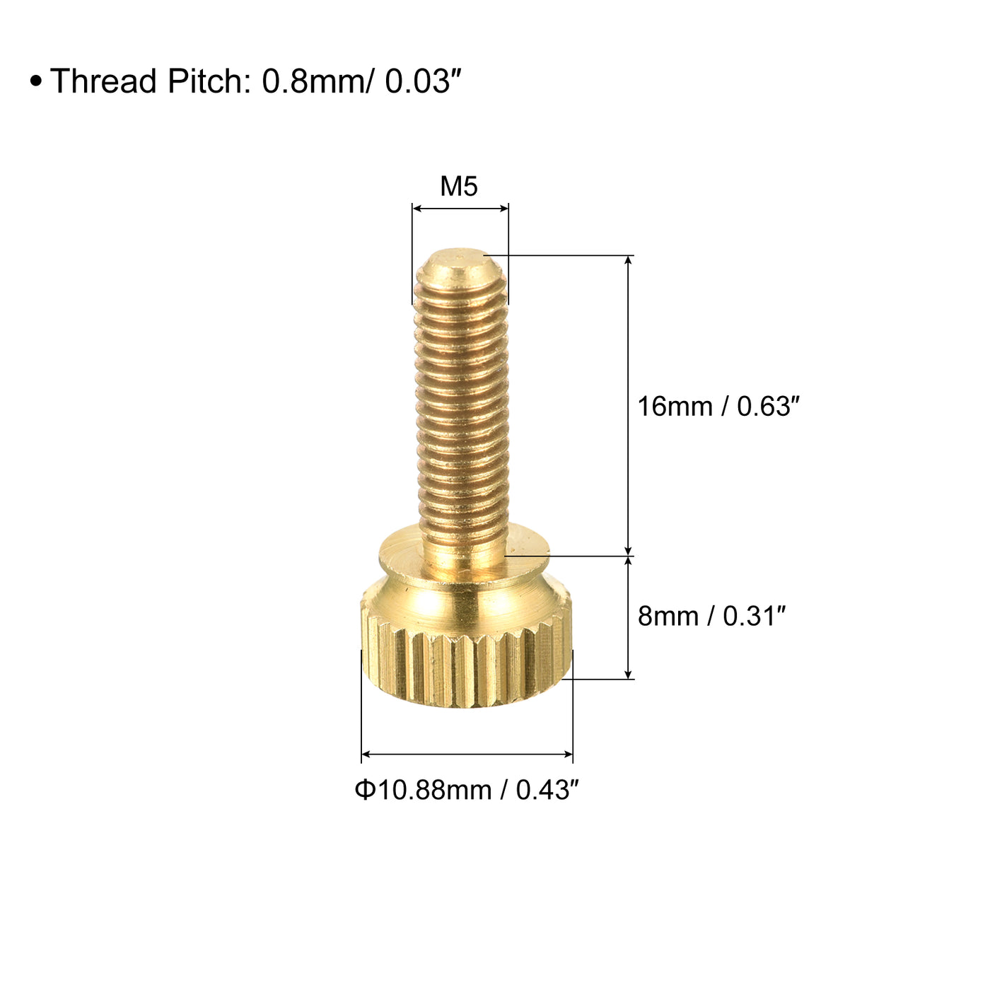 uxcell Uxcell 2Pcs Knurled Thumb Screws, M5x16mm Brass Shoulder Bolts Stepped Grip Knobs Fasteners for PC, Electronic, Mechanical