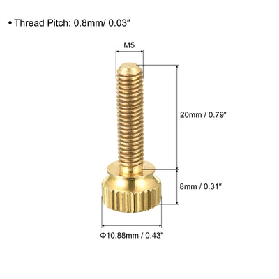 Harfington Uxcell 2Pcs Knurled Thumb Screws, M5x20mm Brass Shoulder Bolts Stepped Grip Knobs Fasteners for PC, Electronic, Mechanical