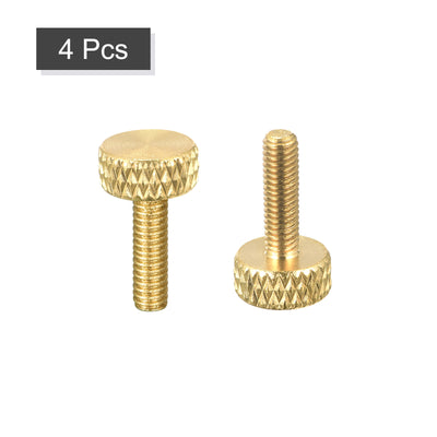 Harfington Uxcell 4Pcs Brass Knurled Thumb Screws, M3x10mm  13.5mm Length Flat Grip Bolt Knobs Fasteners for Electronic, Mechanical