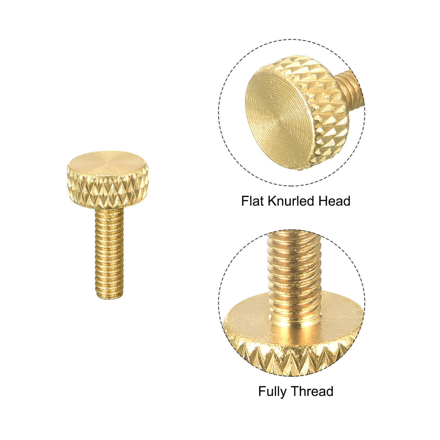 uxcell Uxcell 4Pcs Brass Knurled Thumb Screws, M3x10mm  13.5mm Length Flat Grip Bolt Knobs Fasteners for Electronic, Mechanical