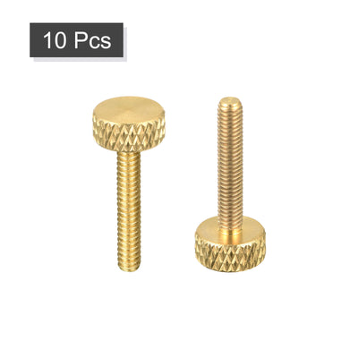 Harfington Uxcell 10Pcs Brass Knurled Thumb Screws, M3x16mm  Flat Grip Bolt Knobs Fasteners for Electronic, Mechanical