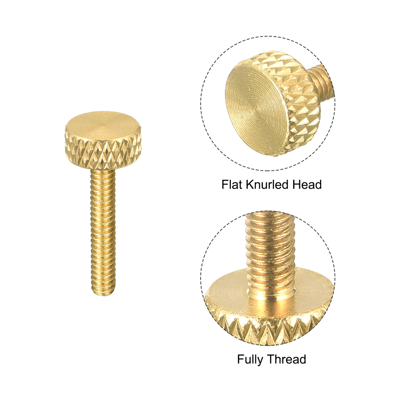 uxcell Uxcell 10Pcs Brass Knurled Thumb Screws, M3x16mm  Flat Grip Bolt Knobs Fasteners for Electronic, Mechanical