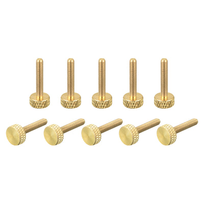 Harfington Uxcell 10Pcs Brass Knurled Thumb Screws, M3x16mm  Flat Grip Bolt Knobs Fasteners for Electronic, Mechanical