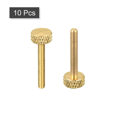 Harfington Uxcell 10Pcs Brass Knurled Thumb Screws, M3x20mm  Flat Grip Bolt Knobs Fasteners for Electronic, Mechanical