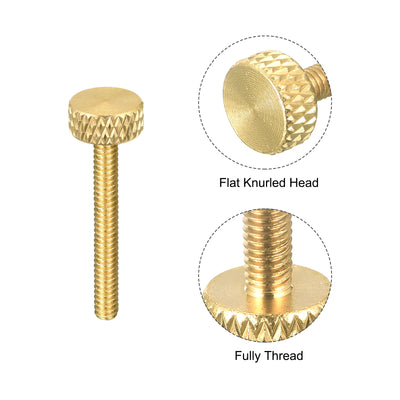 Harfington Uxcell 10Pcs Brass Knurled Thumb Screws, M3x25mm  Flat Grip Bolt Knobs Fasteners for Electronic, Mechanical