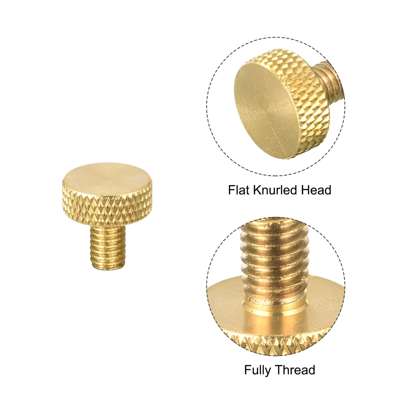 uxcell Uxcell 2Pcs Brass Knurled Thumb Screws, M5x8mm  Flat Grip Bolt Knobs Fasteners for Electronic, Mechanical