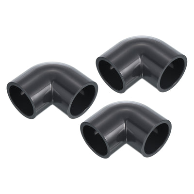 Harfington UPVC Pipe Fitting Elbow 32mm Socket, 3 Pack 90 Degree Adapter Connector, Gray