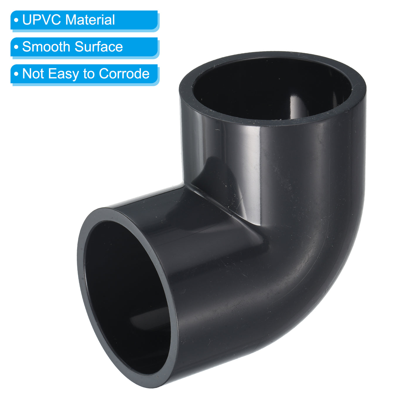 Harfington UPVC Pipe Fitting Elbow 50mm Socket, 90 Degree Adapter Connector, Gray