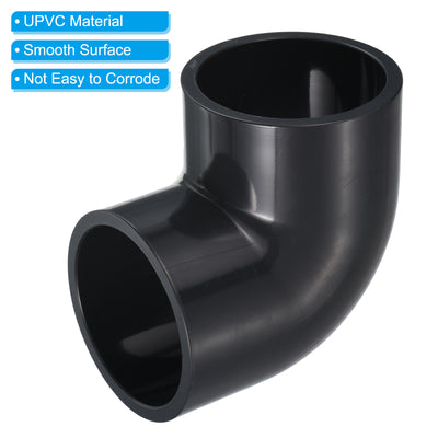 Harfington UPVC Pipe Fitting Elbow 75mm Socket, 90 Degree Adapter Connector, Gray