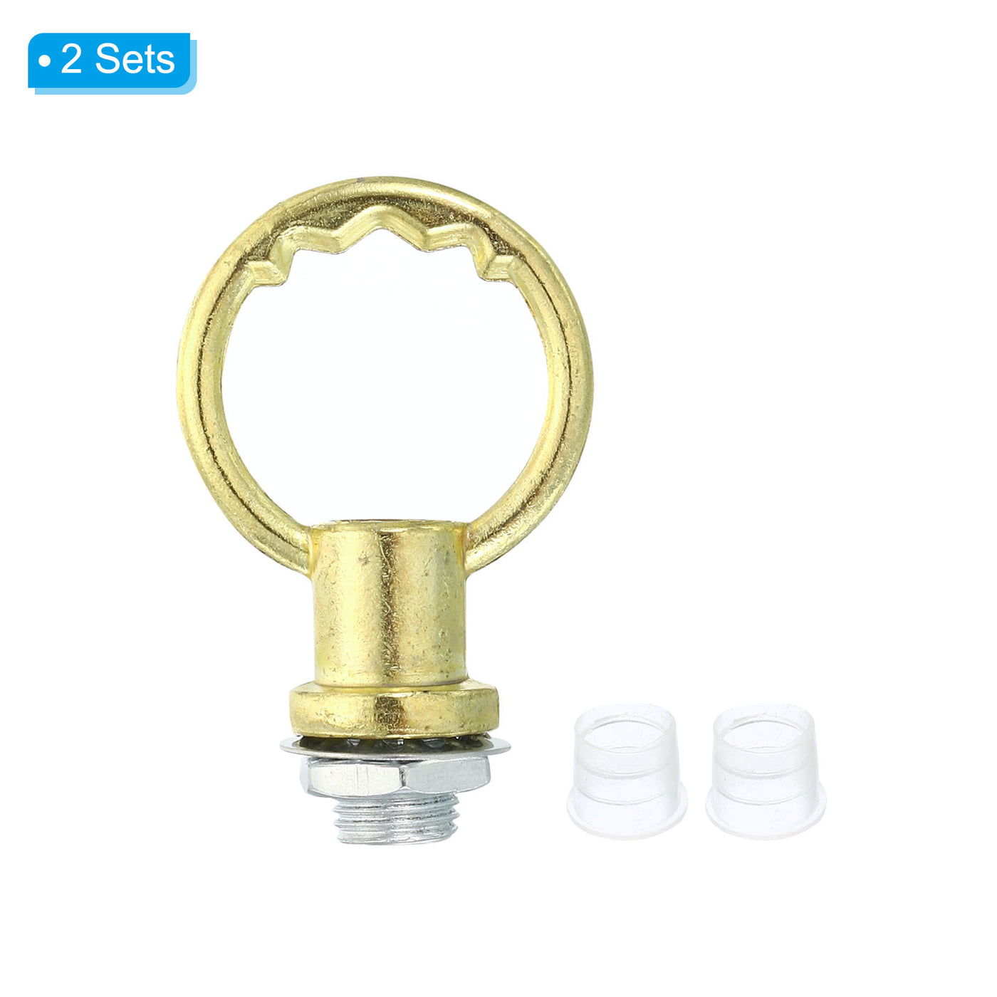 Harfington 8kg Load 25mm ID M10 Lamp Female Loop Holder, 2 Set Lifting Eye Nut Hook Ring Shape Structural Support to Chandelier Lighting Fixtures, Gold Tone