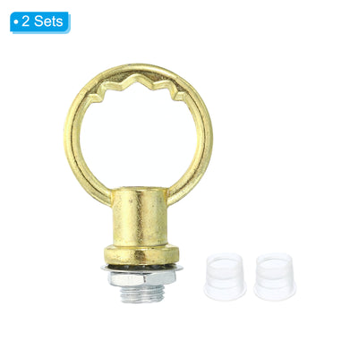 Harfington 8kg Load 25mm ID M10 Lamp Female Loop Holder, 2 Set Lifting Eye Nut Hook Ring Shape Structural Support to Chandelier Lighting Fixtures, Gold Tone