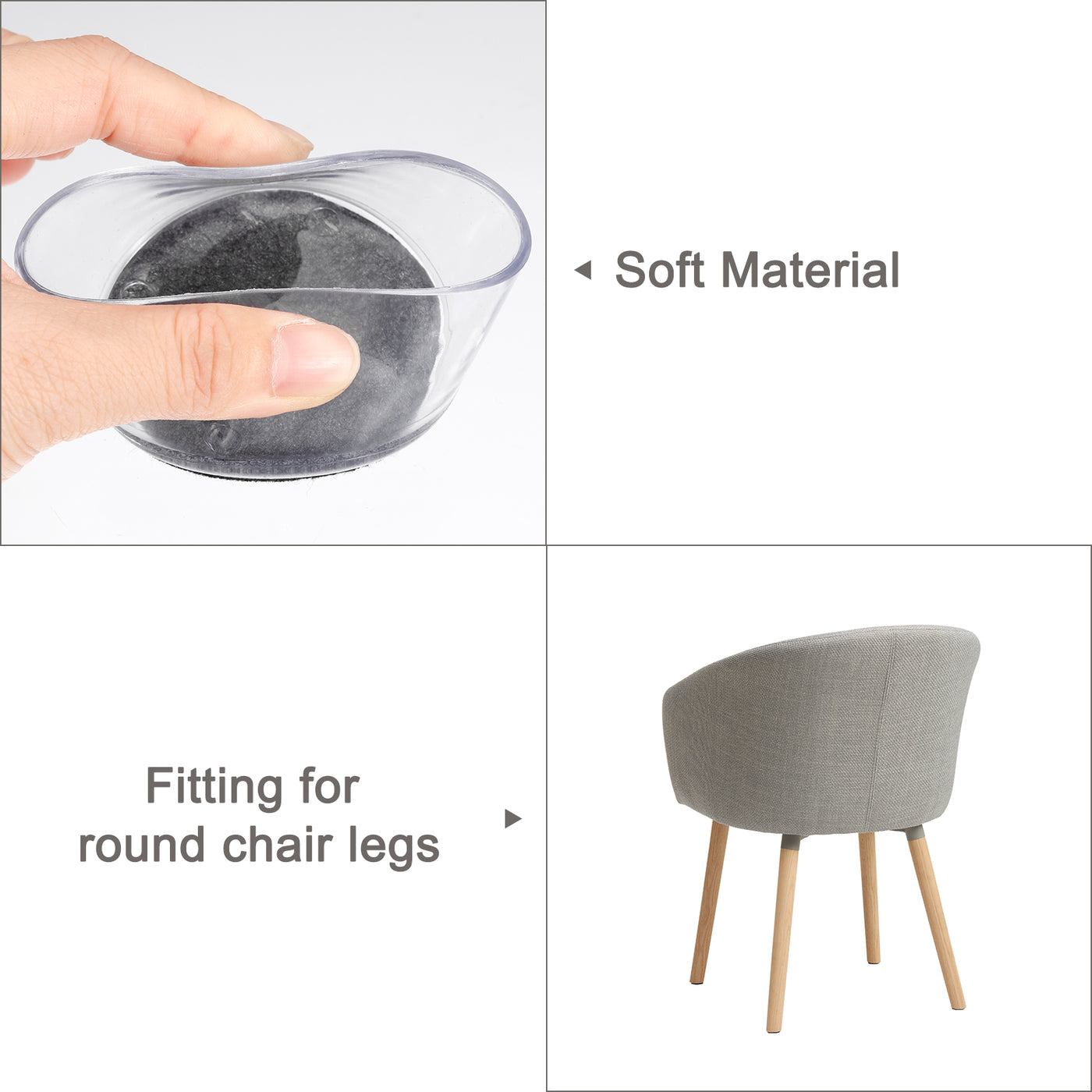 uxcell Uxcell Chair Leg Floor Protectors, 24Pcs 60mm(2.36") PVC & Felt Chair Leg Cover Caps for Hardwood Floors (Clear White)