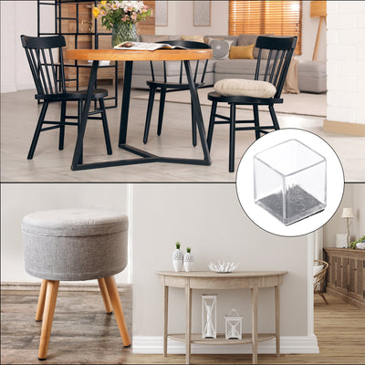 Harfington Uxcell Chair Leg Floor Protectors, 24Pcs 20mm(0.79") Square PVC & Felt Chair Leg Cover Caps for Hardwood Floors (Clear White)