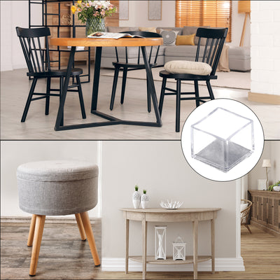 Harfington Uxcell Chair Leg Floor Protectors, 12Pcs 25mm(0.98") Square PVC & Felt Chair Leg Cover Caps for Hardwood Floors (Clear White)