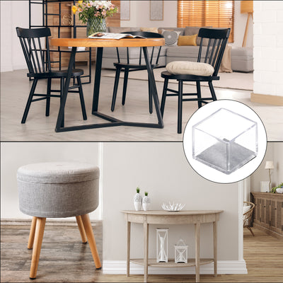 Harfington Uxcell Chair Leg Floor Protectors, 16Pcs 30mm(1.18") Square PVC & Felt Chair Leg Cover Caps for Hardwood Floors (Clear White)