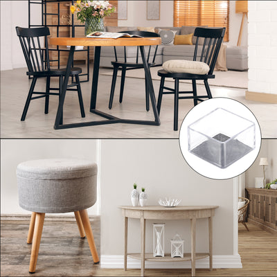 Harfington Uxcell Chair Leg Floor Protectors, 8Pcs 40mm(1.57") Square PVC & Felt Chair Leg Cover Caps for Hardwood Floors (Clear White)