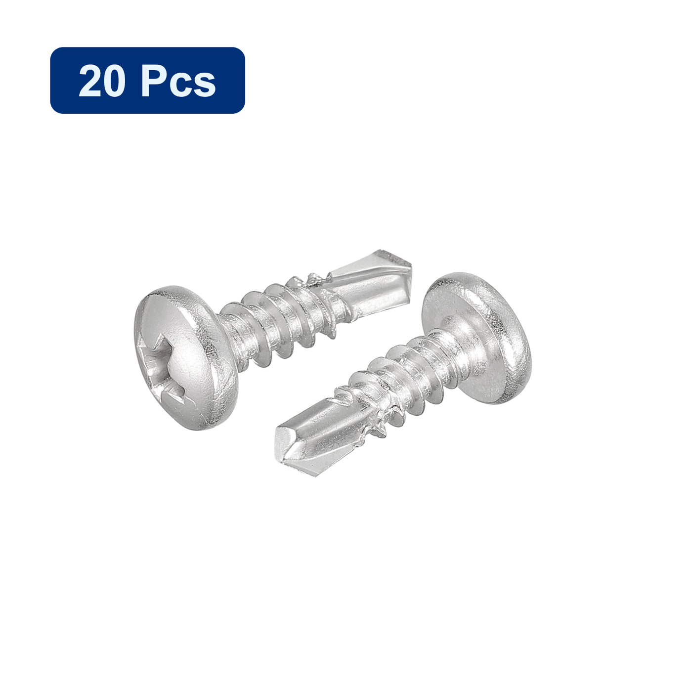 uxcell Uxcell #10 x 5/8" Self Drilling Screws, 20pcs Phillips Pan Head Self Tapping Screws