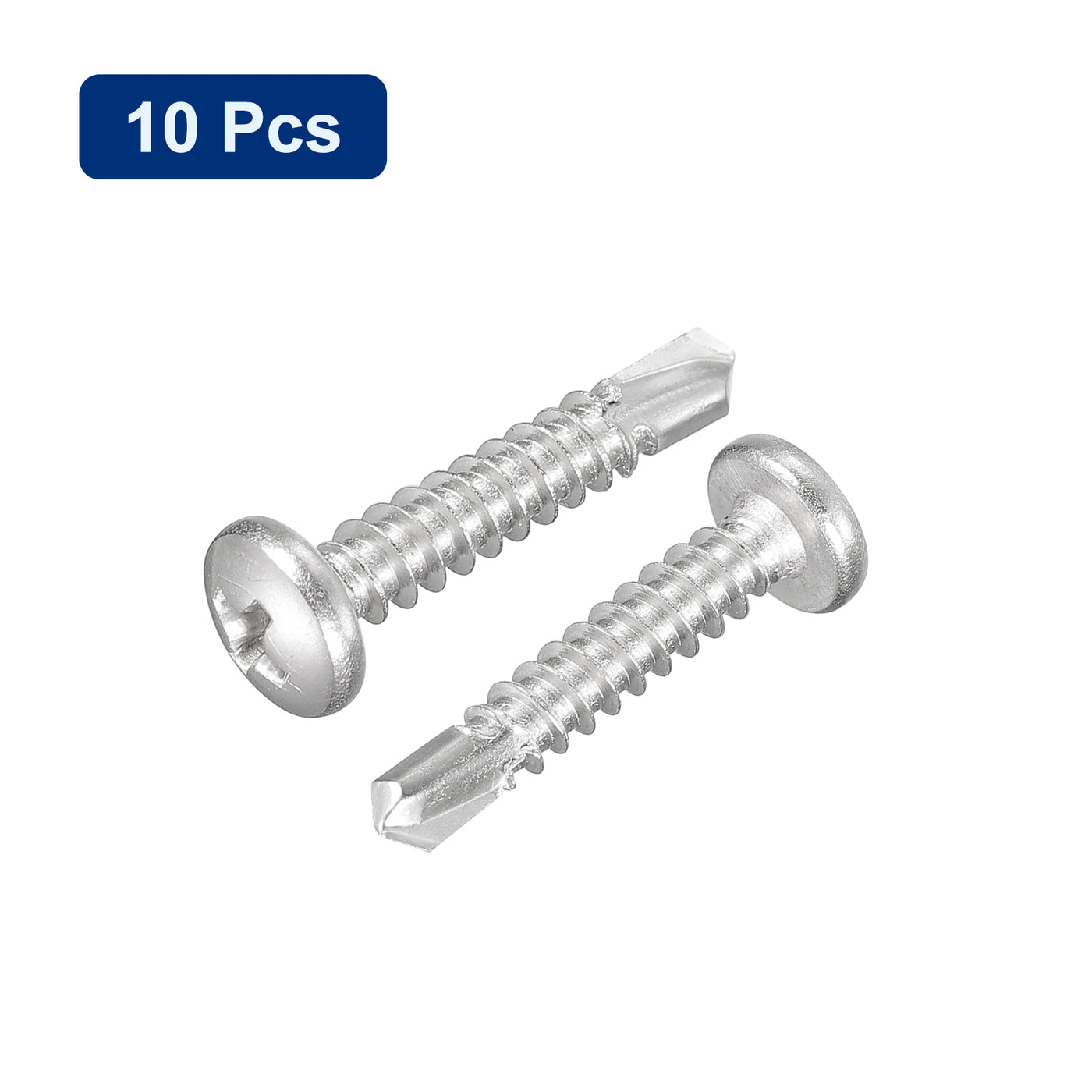 uxcell Uxcell #10 x 1" Self Drilling Screws, 10pcs Phillips Pan Head Self Tapping Screws